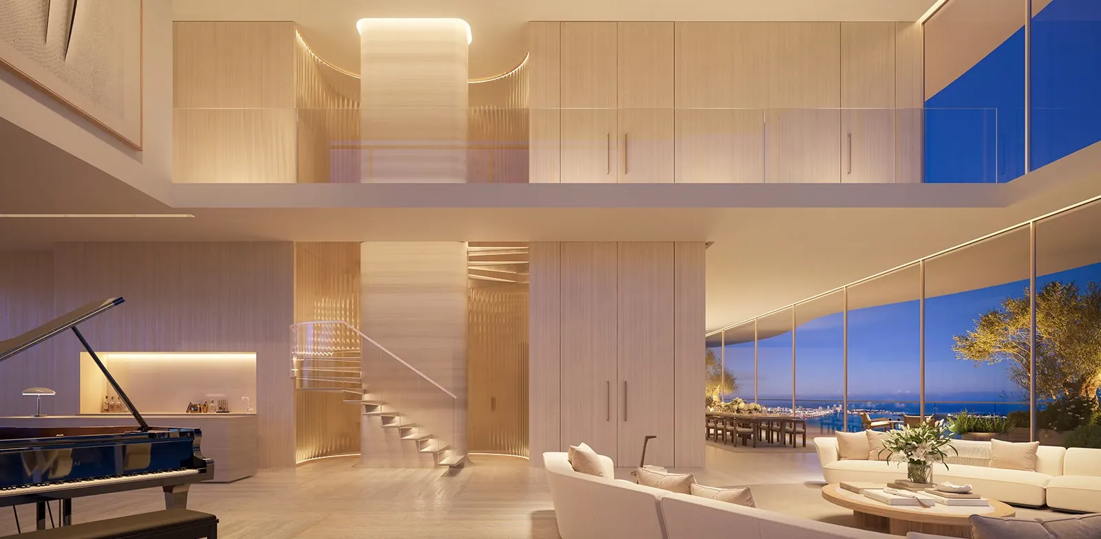 The double-height great room